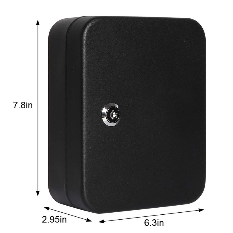 JSSMST Key Lock Box Wall Mount Security Cabinet, 20 Key Hooks & Tags, 7.87 x 6.3 x 2.95 Inches, Black Matt - Image 3